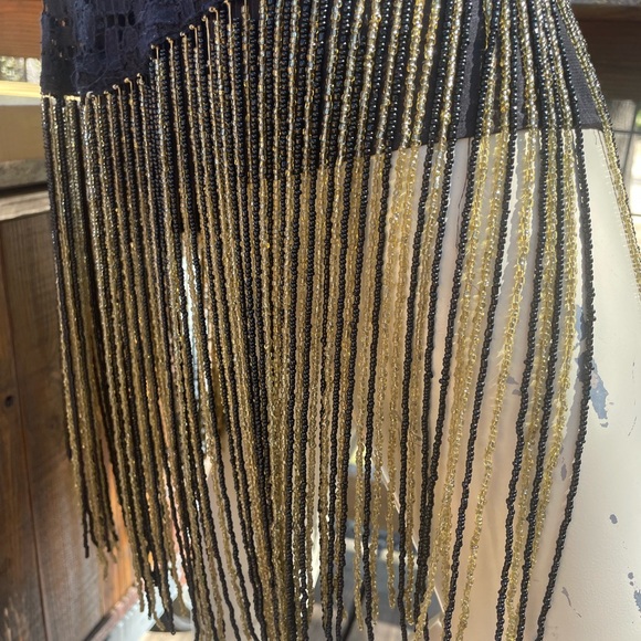 Zara Woman Black Crochet Fringe flapper style Dress - Picture 4 of 7